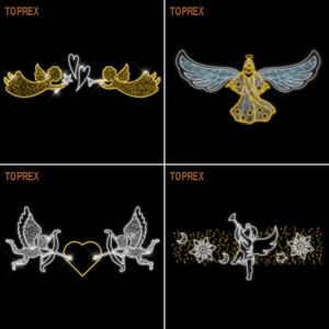 ไฟประดับรูปนางฟ้า LED สำหรับตกแต่งถนนคริสต์มาสกลางแจ้ง ขนาดใหญ่ 2 มิติ มาตรฐาน IP65 กันน้ำ ได้รับการรับรองมาตรฐาน CE สำหรับตกแต่งเมือง - Product Image 2