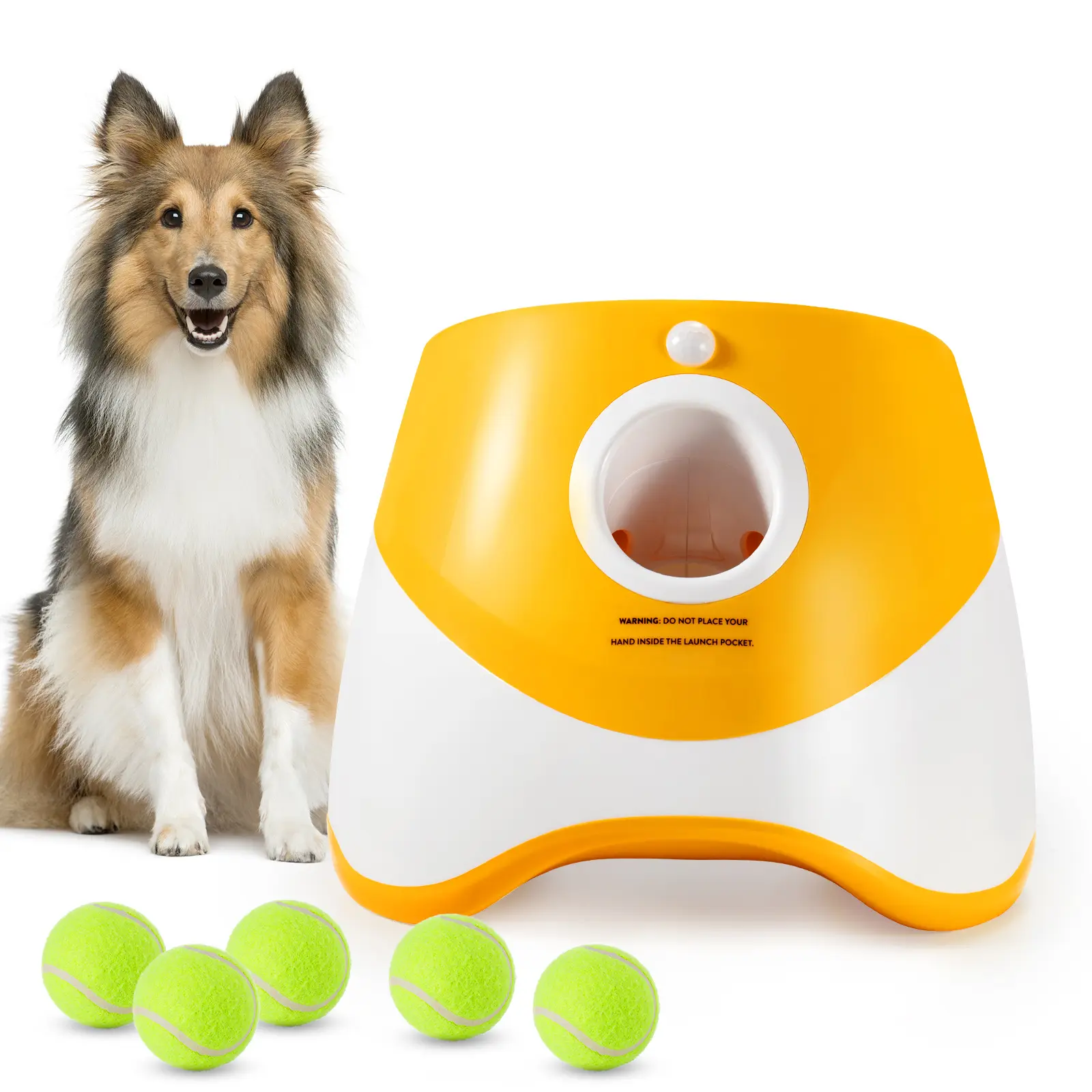 משגר טניס אוטומטי לכלבים - צעצועי אימון כדור זריקה אינטראקטיביים, ידידותיים לחיות מחמד, אידיאליים לכלבים קטנים ובינוניים