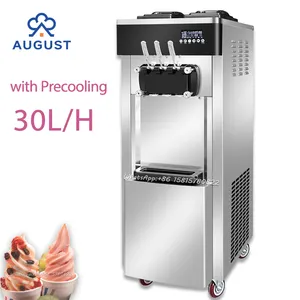 Ice Cream Maker Machine 2+1 Flavor Countertop Soft Serve Machine Soft Ice Cream Machine for Restaurants Snack Bars Supermarkets