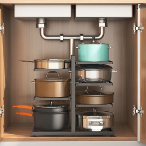 Çok fonksiyonlu ev mutfak depolama raf Metal kabin lavabosu & tezgah yeni katmanlı saksı rafı yemek kapak kullanımı ile - Product Image 2