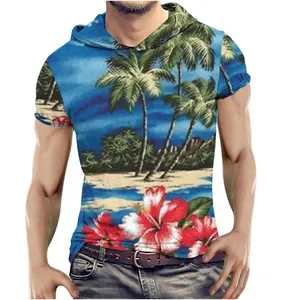 Factory Outlet Men's Short Sleeve Hoodie Hawaiian Style Tropical Jungle Luxury Designer Sweatshirt With Huge Discount Male Tops