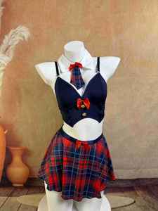 Falda ajustada a rayas con parche sexy con corbata <span class=keywords><strong>Disfraz</strong></span> <span class=keywords><strong>de</strong></span> secretaria <span class=keywords><strong>de</strong></span> Halloween que incluye medias Lencería <span class=keywords><strong>de</strong></span> cosplay sexy para mujer - Product Image 5