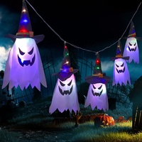 Décoration de lanterne fantôme d'Halloween avec lumières, lampe citrouille suspendue pour centre commercial, école, parc d'attractions, accessoires d'aménagement de scène