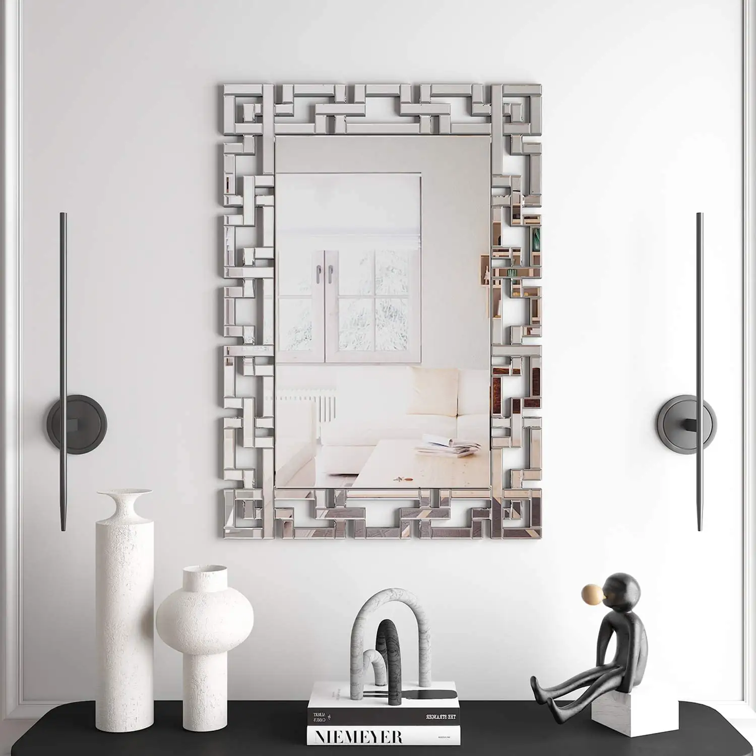 Art Decorative Wall Mirrors Large Grecian Venetian Mirror for Hotel Home Vanity Sliver Rectangular Mirror