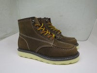 Bottes de travail durables en cuir à tige haute, style rétro, avec embout en acier, antidérapantes, décontractées, pour l'extérieur, pour hommes