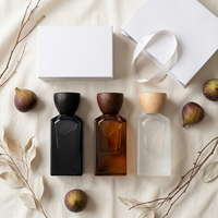 En stock, nouvelle arrivée, flacon de parfum vide noir de 30 ml et 50 ml avec fond épais, flacon en verre givré de haute qualité, boîte personnalisée