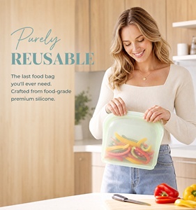 Sacs de conservation alimentaire en silicone pliables, écologiques, à double fermeture, personnalisables, pour congélateur et cuisine - Product Image 3