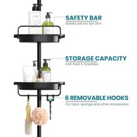 Étagère d'angle de douche 4 niveaux réglable avec barre télescopique, support de rangement antirouille pour salle de bain