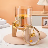 Distributeur de boissons en verre borosilicate de haute qualité, distributeur de jus et de vin, pot hermétique avec robinet et support en bois