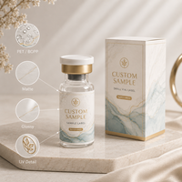 Étiquettes personnalisées pour flacons de peptides avec boîte, ensemble d'autocollants pour petits flacons, emballage pour échantillons cosmétiques, service d'impression OEM