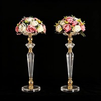 Supports à fleurs en acrylique pour mariage, décorations de table de style européen, arrangements pour lieux de réception, vases, fleurs dorées et argentées, modèle D71 Chine