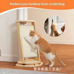 Wooden Cat <b>Scratching</b> <b>Post</b> Solid Wood Durable Pet Supplies For Living Room Sofa Area - Product Image 3