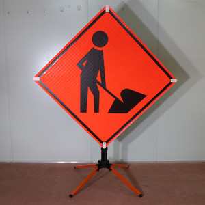 Giao thông dấu hiệu 48 Orange phản chiếu Vinyl Roll-up Heavy Duty khung flagger biểu tượng - Product Image 6