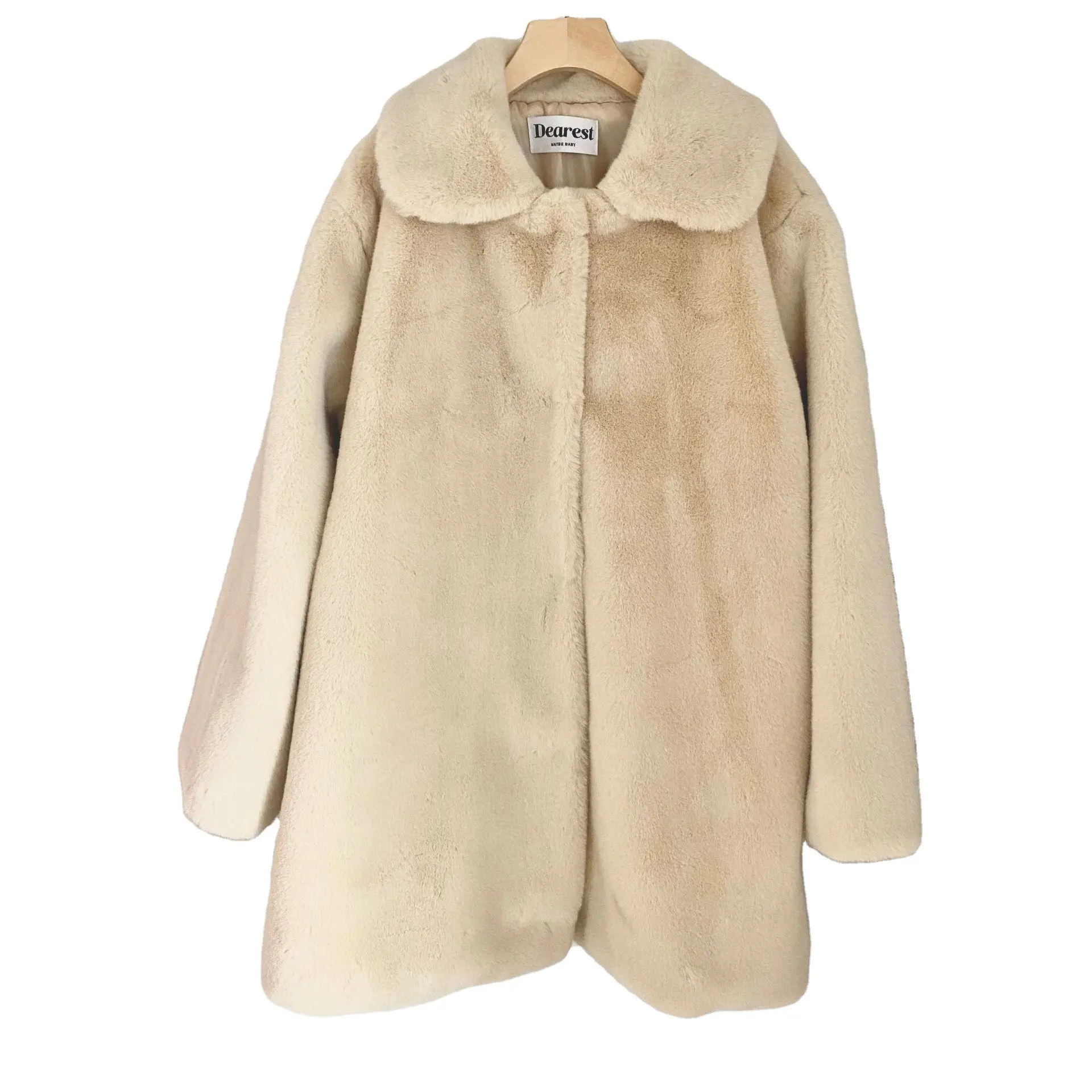 Korea New Pattern Imitation Fur Coat With Faux Fur Lapels Faux Mink Fur Long Jacket