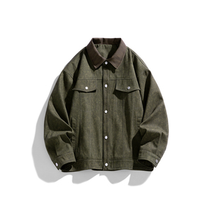 Chaqueta de pana con logo personalizado para hombre, chaqueta ligera de primavera y otoño, estilo retro, marca de moda, con solapas, cómoda. - Product Image 1