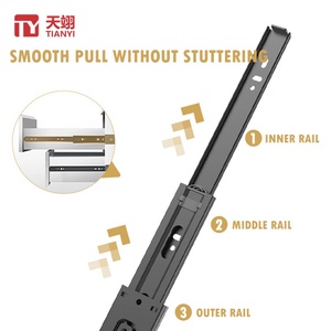 รางลิ้นชักแบบยืดได้เต็มที่ ทำจากสแตนเลส 3 ตอน พร้อมลูกปืน สำหรับตู้ครัว - Product Image 2