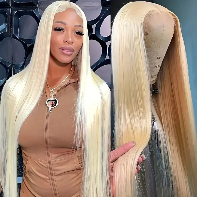 Wholesale Long 10-28 Inch Wig White 613# Silky Straight Invisible Knots Soft European Human Hair 13x4 HD Lace Front Wigs