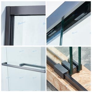 <span class=keywords><strong>Puerta</strong></span> de Ducha <span class=keywords><strong>Corredera</strong></span> Doble de Vidrio Templado con Marco de Aluminio Negro Mate de Alta Calidad Weisdon - Product Image 2