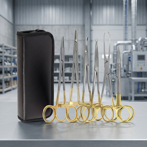 Juego de Instrumentos Quirúrgicos Dentales Profesionales de Acero Inoxidable Clevora con Mangos Chapados en Oro y Estuche de Transporte - Product Image 2