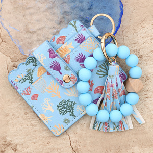 Braccialetto di perline in Silicone portachiavi porta carte floreale <span class=keywords><strong>portafoglio</strong></span> con braccialetto braccialetto da polso - Product Image 5