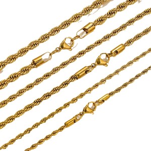 Hip Hop Punk 18K Plaqué Or Collier En Acier Inoxydable Corde Torsadée/Papillon 2-7mm Étanche En Gros Unisexe Festival Cadeau - Product Image 3