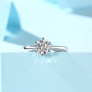 Anillo de Moissanita de Diseño Popular, <span class=keywords><strong>6</strong></span> Puntas, Plata de Ley 925, Color D Blanco VVS, Corte Redondo, para Mujer, Anillo de Boda - Product Image 3