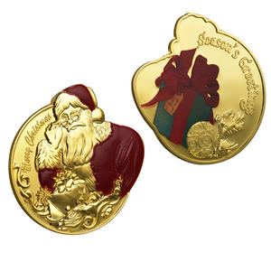 Stok tradisional berlapis emas Santa Claus Natal koin peringatan selamat & Musim salam liburan koleksi - Product Image 1
