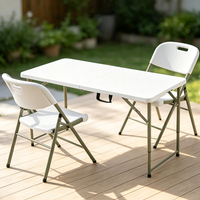 Table pliante portable légère en plastique de 4 pieds avec poignée, hauteur réglable, imperméable pour le camping en extérieur