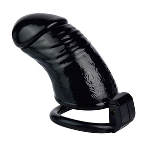 FRRK Black Chastity Cages Devices Men's Resin Penis Exercise Cage-Light Weight and Comfortable Penis Cages-with 4 Size Rings - Product Image 5