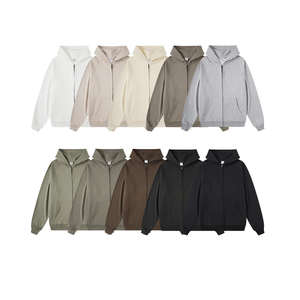 H422 sudaderas con capucha fabricante al por mayor personalizado 445 Gsm manga raglán color sólido con cremallera sudaderas con capucha para hombre - Product Image 2