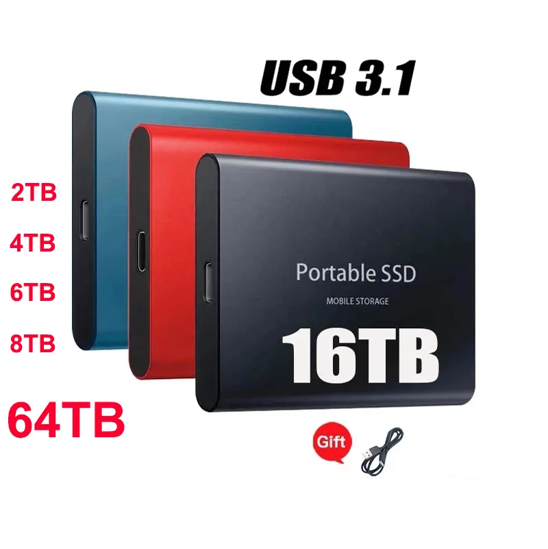 Portable Ssd Usb Mobile Solid State Hard Drive Type C High Speed Hard Disk 500g 1tb 2tb 4tb 6tb 8tb 10tb 12tb 14tb 16tb