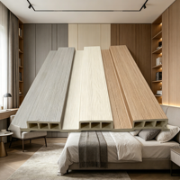 Panneau mural rainuré en fibre de bois de bambou WPC, design moderne, 195 mm, aspect bois