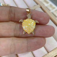 Pendentifs en zircon en forme de tortue en coquillage marin personnalisés en gros pour la fabrication de bijoux DIY, collier, bracelet, accessoires