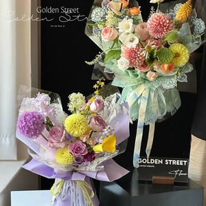 Papier d'emballage pour bouquet de fleurs en plastique OPP imperméable de luxe 2024, design en dentelle, 58*58 cm, pour fleuriste - Product Image 5