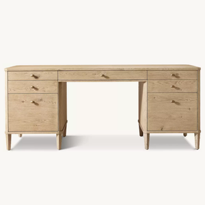 Scrivania in Legno Massello Stile Country Americano RH, Tavolo da Conferenza/Computer Personalizzato per Camera da Letto e Studio in Villa - Product Image 1