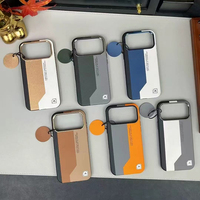Étui magnétique haut de gamme en cuir PU pour iPhone 17 Pro Max, coque en cuir contrastée pour iPhone 11 12 13 14 15 16 18 Pro