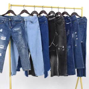 KINGAAA Ladies denim used jeans second hand clothing bale 100kg free used clothes in europe