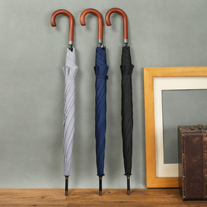 Parapluie semi-automatique de 25 pouces pour hommes d'affaires, poignée en plastique/caoutchouc, parapluie droit en RPET, logo, cadeaux d'affaires, design classique - Product Image 4