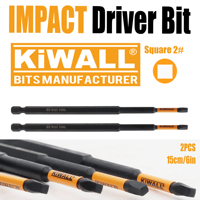 KiWALL Square 2 #   Embouts de visseuse à chocs, embouts de tournevis longs en acier S2 de 150 mm, embouts de perceuse robustes résistants à l'usure