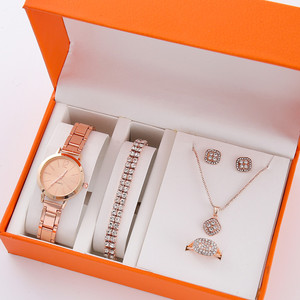 Fenyi Wholesale Fashion Casual New Style 5pcs/<b>set</b> Rhinestone Earrings Necklace Ring Bracelet Watch <b>Set</b> Women - Product Image 2