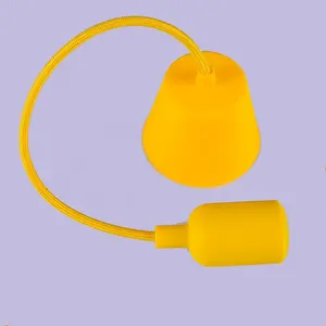 Factory price silicone lamp holder with textile electric cord, plastic ceiling canopy