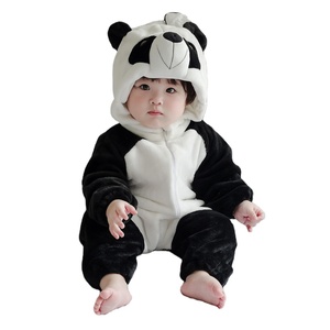 Bebek giysileri ilkbahar ve sonbahar sıcak peluş çift taraflı bebek tulum yenidoğan tulum kapşonlu onesie hayvanlı pijama - Product Image 1