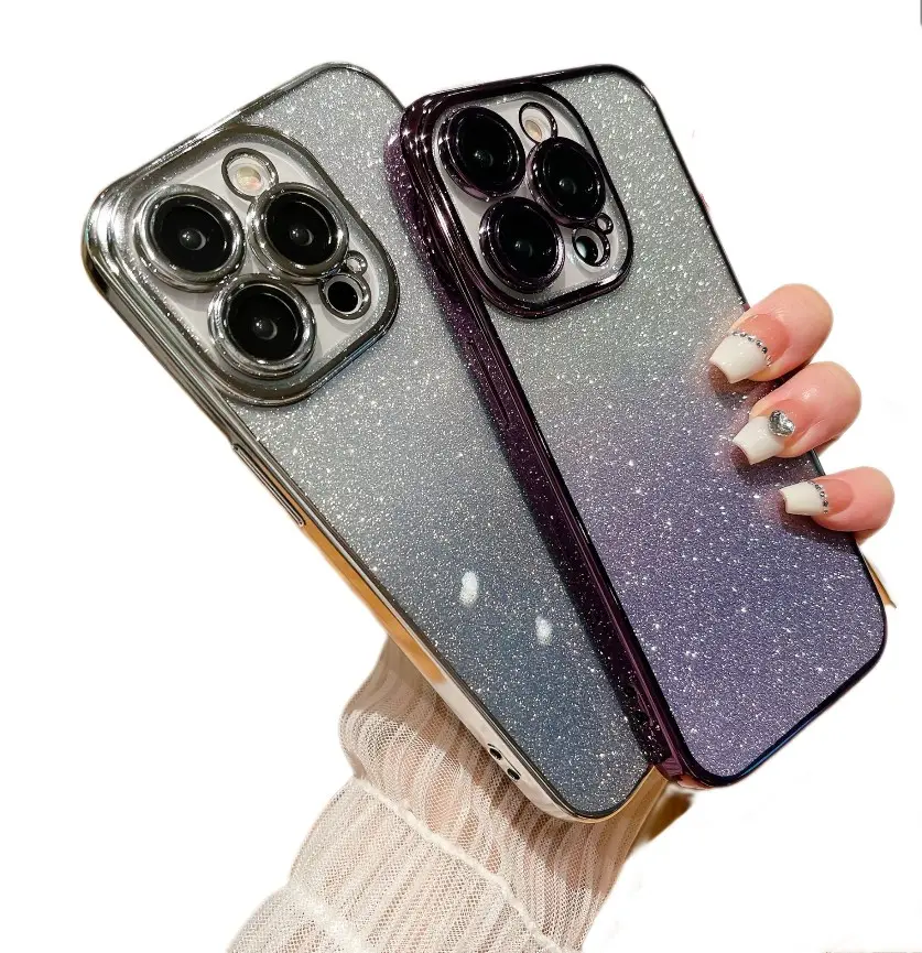 Shemax casing ponsel Tpu lembut, casing penutup belakang ponsel berkilau Anti guncangan lembut warna gradien untuk vivo y35