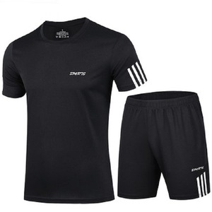 Ensemble de survêtement sportif pour hommes, t-shirt à manches courtes, coupe ample, séchage rapide, pour l'entraînement au basketball et la course à pied - Product Image 4