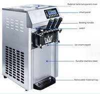 Machine à crème glacée molle commerciale, 3 saveurs et trémies 6L, machine à crème glacée électrique à compresseur avec panneau LCD