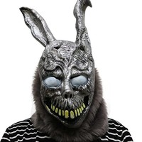 Masque en latex Evil Rabbit argenté pour Halloween, idéal pour les fêtes, le cosplay, la décoration de bar, avec illusion de tête d'animal et d'effigie de lapin mort.