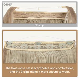 Extensions de cheveux blondes synthétiques à ondulations naturelles, à clipser, avec fil invisible, résistantes à la chaleur, pour femmes, vente en gros - Product Image 3