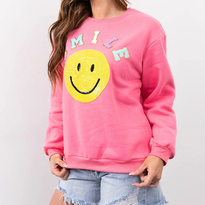 Felpe e felpe da <span class=keywords><strong>donna</strong></span> in cotone con cappuccio e <span class=keywords><strong>felpa</strong></span> da <span class=keywords><strong>donna</strong></span> personalizzate all'ingrosso con stampa paillettes a manica lunga - Product Image 2