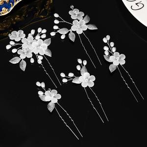Mode fleurs métal feuilles perle cristal épingle à cheveux accessoires de cheveux de mariage bijoux de mariée coiffure (5 pièces) - Product Image 4