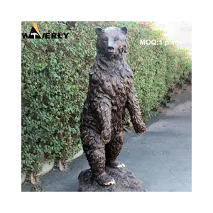 High End Luxury Visually Stunning Art Metal Brass Decorative Sculpture Outdoor Life Size Bronze Black Gold Bear Statue Sculpture